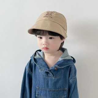[Crush] Mũ trẻ em, Mũ che nắng bằng Cotton màu trơn, Vành lớn có thể điều chỉnh cho bé trai bé gái Bonnet mùa hè