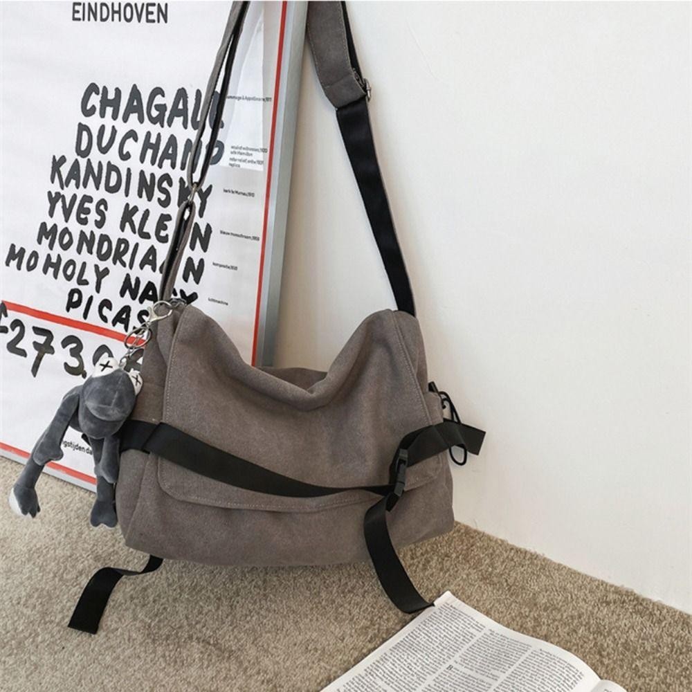 Túi đeo chéo Nylon, Túi vải Nylon dung tích lớn, Túi băng giải trí màu nâu đen thông thường dành cho nam nữ