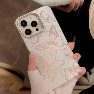 Bướm Xanh Có Mặt Dây Chuyền Ốp Lưng Điện Thoại IPhone 15 15pro Max 13 Mini 14 14pro 14max 12 11 Pro Max IX XR SE2 Plus Bìa Cứng