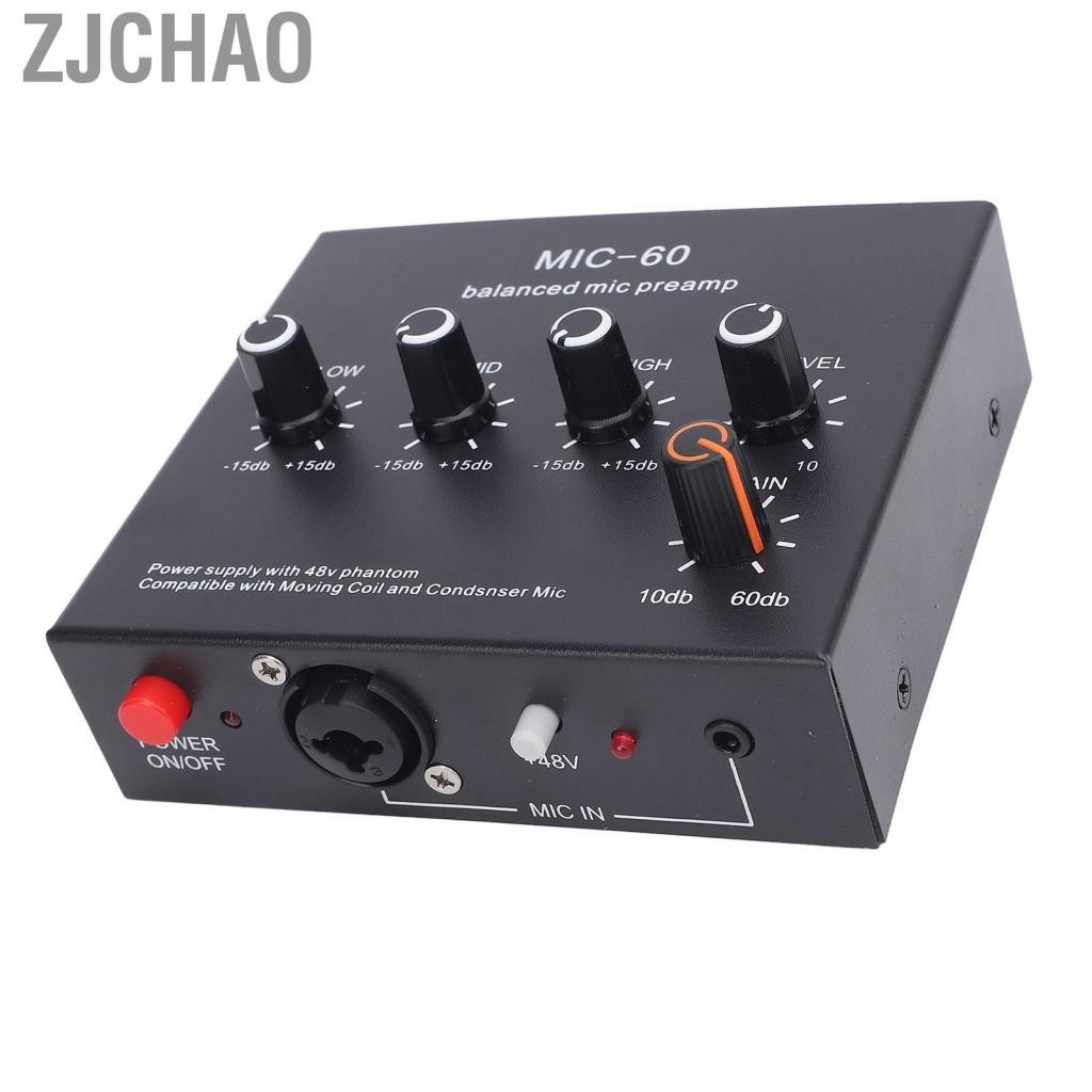 Zjchao Micrô Preamp tăng cường chất lượng âm thanh 48V Power XLR Đầu ra động và tăng cường Mic Boos