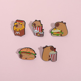 Capybara Trâm Hoạt Hình Dễ Thương Burger Sandwich Huy Hiệu Khoai Tây Chiên Thức Ăn Nhanh Tạo Kiểu Ba Lô Phụ Kiện Quà Tặng Cho Bạn Bè