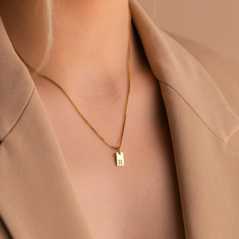 ❣️26 Tiếng Anh Tự Làm Ban Đầu Thép Titan Vòng Cổ Nữ Thời Trang Đơn Giản ins Hợp Thời Trang Bạn Gái Cặp Đôi Áo Len Không Phai Màu Dây Xích