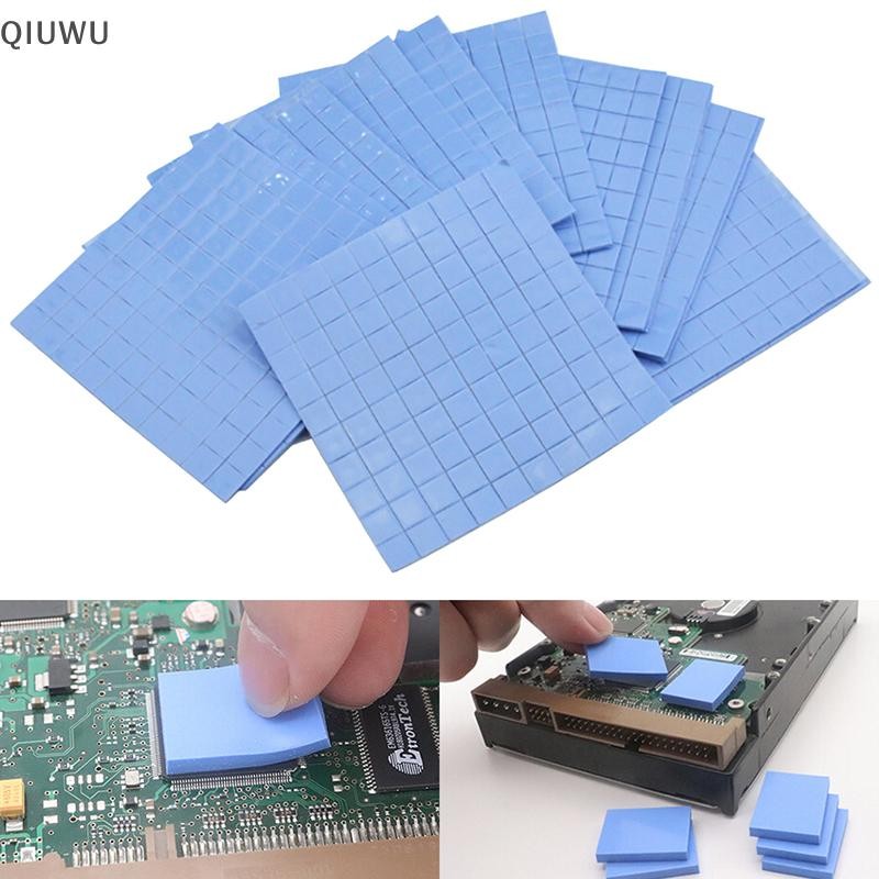 Qiuwu 100 Cái 10 * 10 * 0.5mm Tấm lót nhiệt GPU CPU Tản nhiệt Làm mát Tấm silicon dẫn điện.