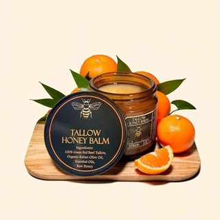 Organic Grass-Fed Beef Tallow Balm with Raw Honey - Moisturizing Cream