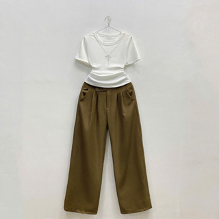 Set Bigsize Nữ Gồm Áo Thun Baby Tee Ôm Body Kèm Quần Dài Suông Ống Rộng Cho Chubby SET961