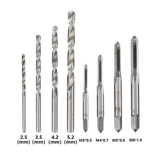 Bộ Taro Tạo Ren M3-M6 Kèm 5 Mũi Khoan HSS - Bộ 9 Món Chất Lượng Cao
