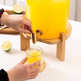 Bình thuỷ tinh đựng nước vòi inox  Bunnies pha Detox đựng nước, hoa quả Decor nhà cửa tiện dụng (Kèm chân gỗ)