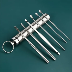 Bộ lấy ráy tai 6, bộ dụng cụ ngoáy tai chuyên nghiệp Inox kèm hộp FETA