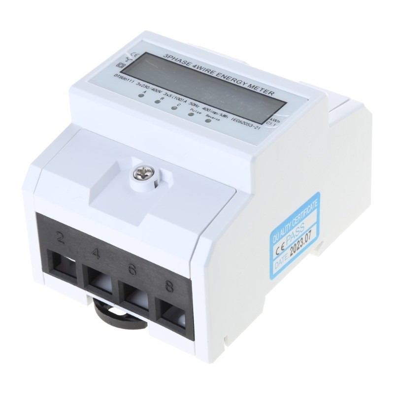 Kikin 3 Pha 4 Dây Đồng Hồ Đo Năng Lượng Điện 3x 220V 380V DIN Rail Đồng Hồ Đo Trung Cấp Để Đo Nguồn Điện Syst