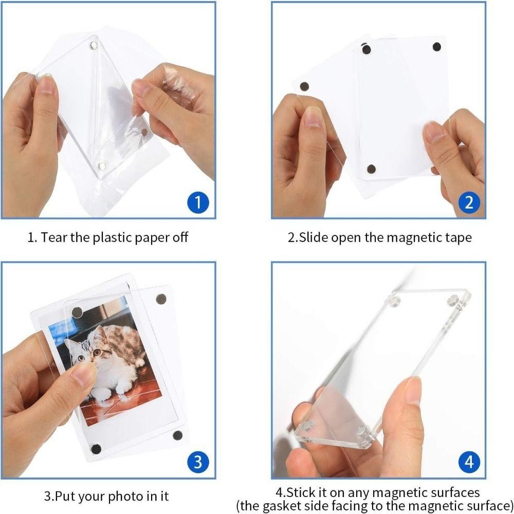 DONOVANQQ 5 Khung Ảnh Tủ Lạnh, Khung Hiển Thị Thẻ Acrylic DIY, Thiết Kế Thanh Lịch Hai Mặt Sử Dụng Rộng Rãi Khung Ảnh Tủ Lạnh Nhẹ Trang Trí Nhà