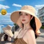 Mũ xô KANGN, Mũ ngư dân rộng vành có thể gập lại, Màu trơn có khăn choàng bảo vệ cổ Mũ Panama mùa hè