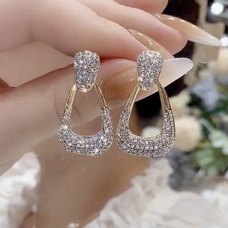 S925 Bạc Kim Full Kim Cương Hình Học Bông Tai Niche Cao Cấp 2024 Thời Trang Mới Nữ Nhẹ Bông Tai Sang Trọng