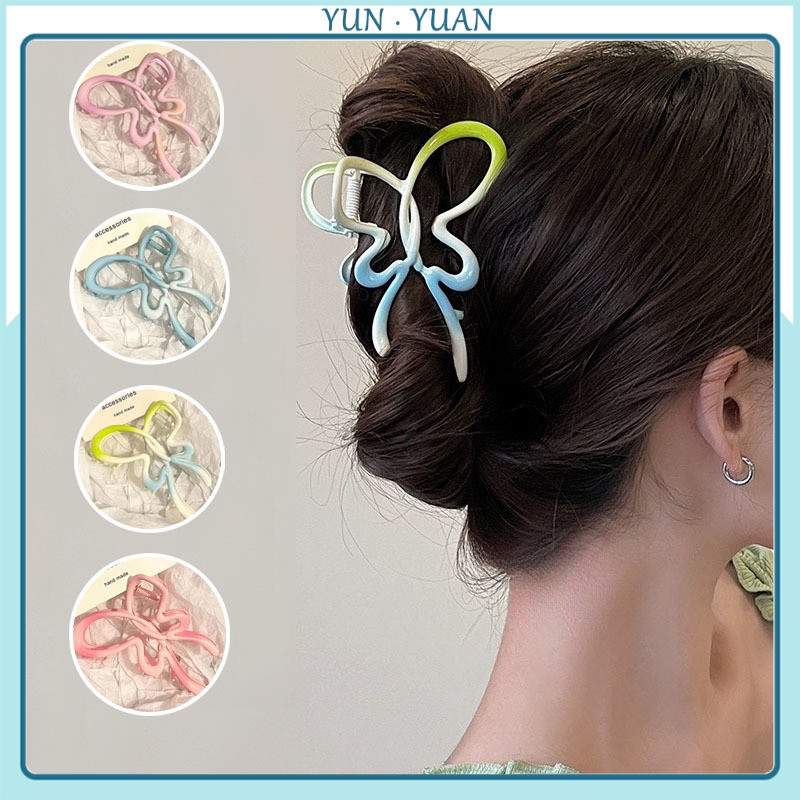 [Yunyuan] Bướm Rỗng Màu Gradient Nữ Kẹp Dây Lớn Hàng Ngày Kẹp Tóc Phụ Kiện Tóc