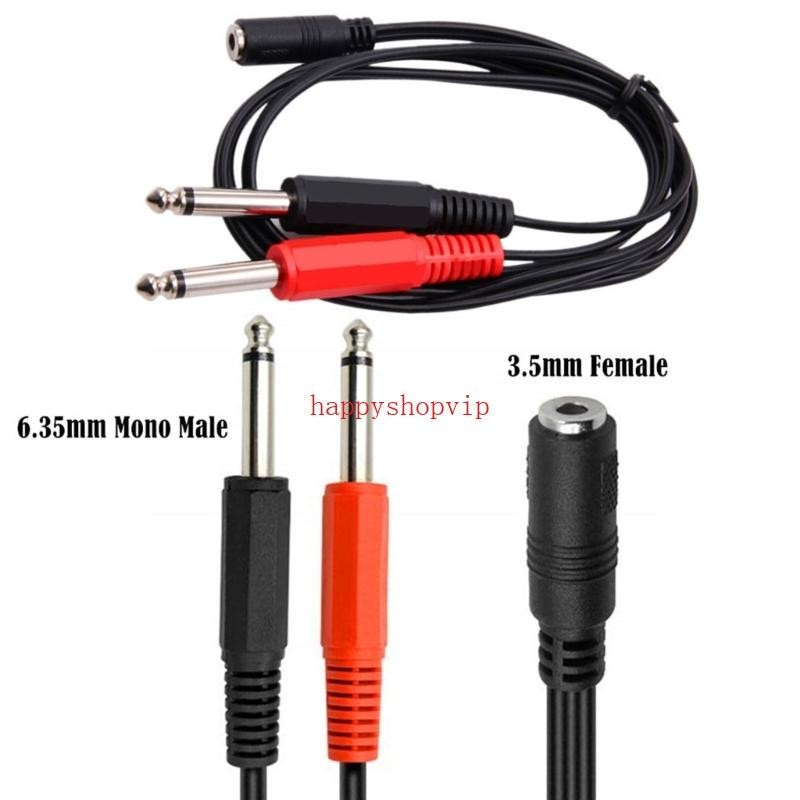 Cáp HSV 3 5mm đến 2x6 35mm Cáp Chia 2 Mono 6 5 Jack đến 3 5 Nam Cho Điện Thoại Trộn Khuếch Đại Loa 6 35mm
