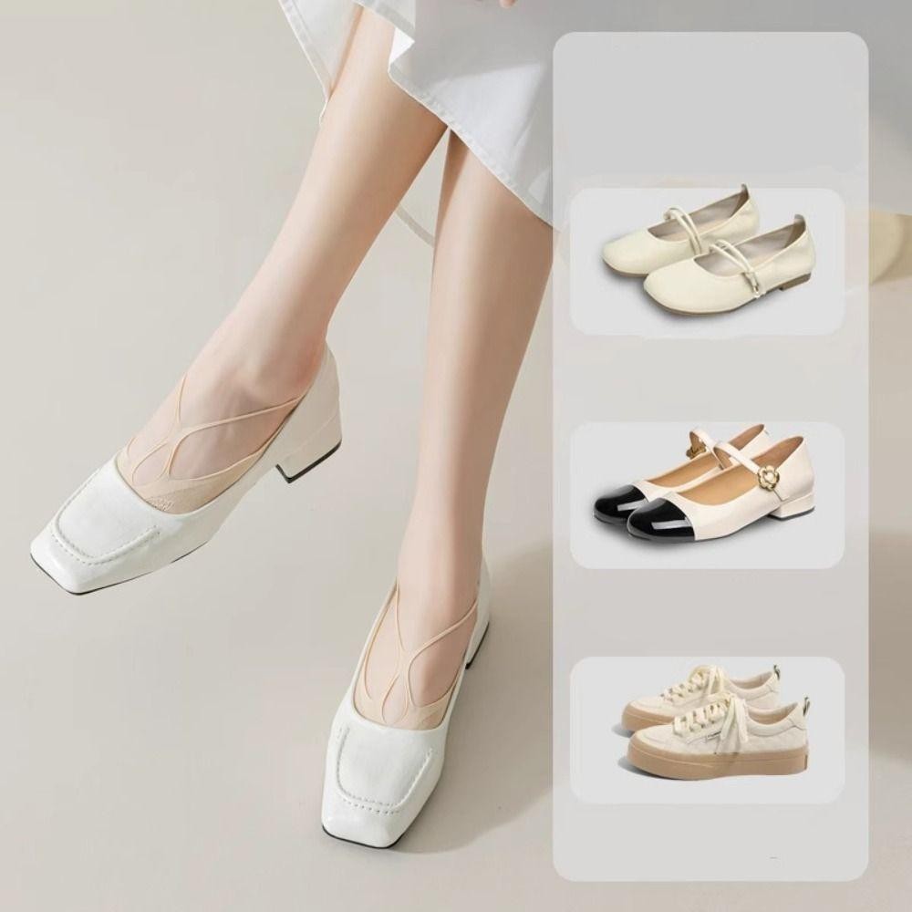 Hobbyin 1 Đôi Tất Ngắn Ren, Vô Hình Chống Trơn Trượt Rỗng Ra Lưới Tất, Màu Trơn Nữ Sling Tất Thoáng Khí Dép Thuyền Tất