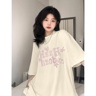 Áo Thun Cotton Tay Ngắn Dáng Rộng In Chữ Thời Trang Mùa Hè Hàng Mới Dành Cho Nữ