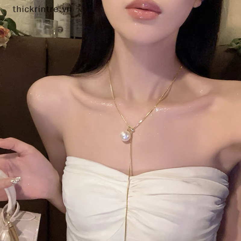 Thi Vòng Cổ Ngọc Trai Kim Loại Lỏng Không Đều Màu Bạc Có Thể Điều Chỉnh Hợp Kim Kéo Dây Chuyền Vòng Cổ Punk Hiphop Trang Sức VN