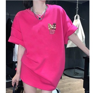 HIIXIIVI Áo thun unisex tay ngắn oversize plus size, chất liệu cotton, form baggy, họa tiết hoạt hình