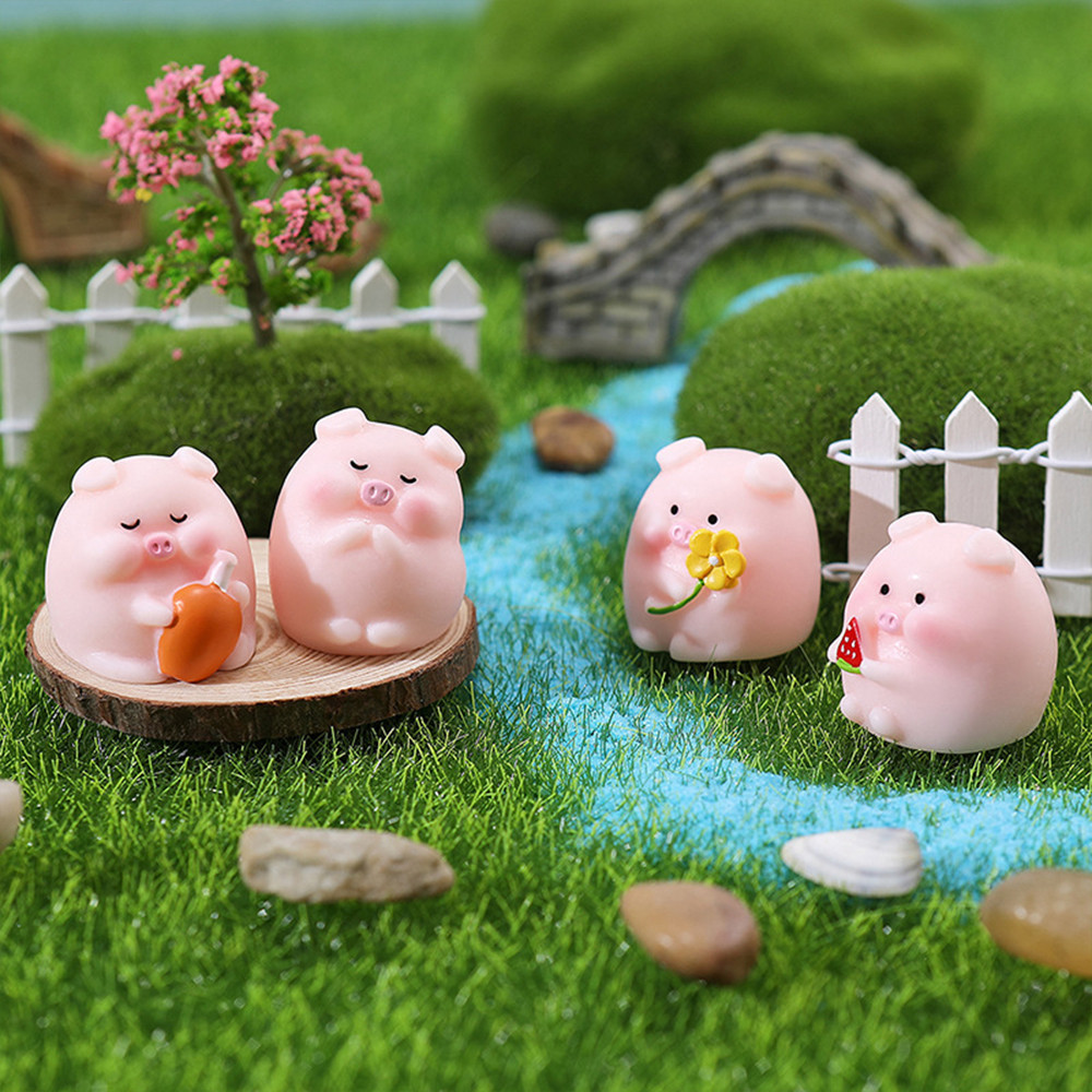 6 Chiếc Dễ Thương Heo Con Tự Động Nội Thất Đồ Trang Trí Nhựa Hồng Lợn Hoạt Hình Đồ Chơi Trang Trí Bảng Điều Khiển Văn Phòng Vườn Bộ Sưu Tập