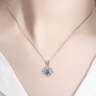 925 Chất Liệu Bạc Hàn Quốc Cỏ Bốn Lá Mosan Kim Cương Vòng Cổ Quà Sinh Nhật Cho Bạn Gái S61