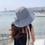 Mũ xô MONOSTYLE, Mũ chống nắng vành rộng chống tia cực tím, Nơ chống gió thời trang Mũ đi biển thoáng khí ngoài trời