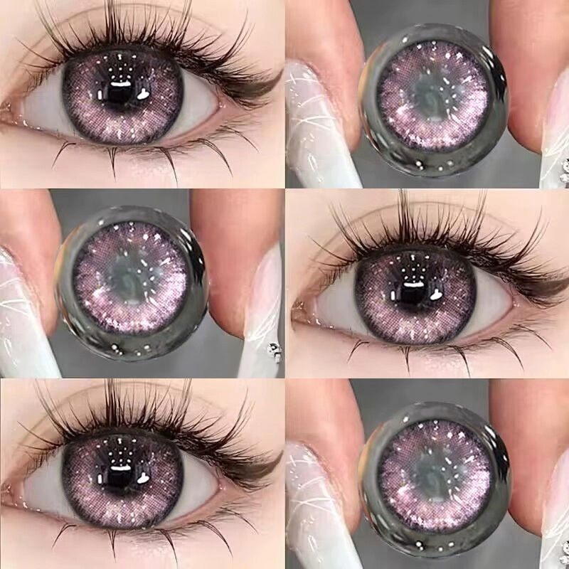 1 cặp (2 chiếc) Ống kính tiếp xúc Black Blue DIA:14.0mm/14.2mm/14.5mm Độ cận thị (0 ~ -6.00) Sử dụng: Ống kính 12 tháng 10