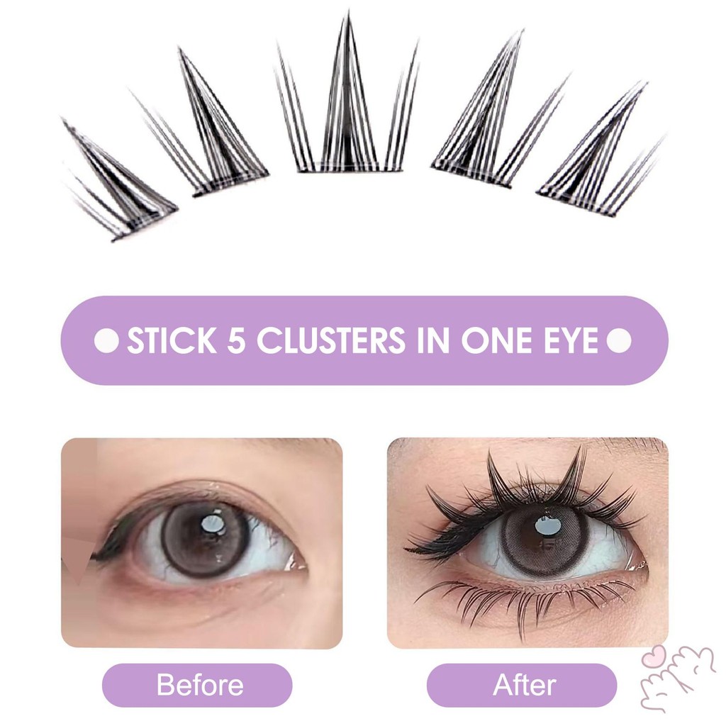 IOIIK 10hàng-- 9-13mm Dense Press on Lash Clusters C Curl Lông mi giả có thể tái sử dụng