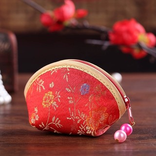 Ví nhỏ thổ cẩm phong cách Trung Quốc có dây kéo Ví đựng tiền xu nữ