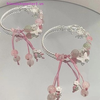 {FH Fashion} Vòng tay hạt pha lê màu hồng mới dành cho nữ Vòng tay quyến rũ Quà tặng trang sức thời trang dự tiệc cho bé gái.