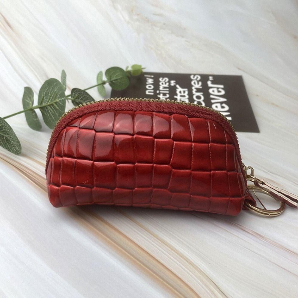 Hộp đựng tiền mặt thẻ HOBBYIN, Ví nữ dung tích lớn bằng da PU, Hộp đựng tai nghe chìa khóa màu trơn đơn giản Túi lưu trữ dây kéo Mini