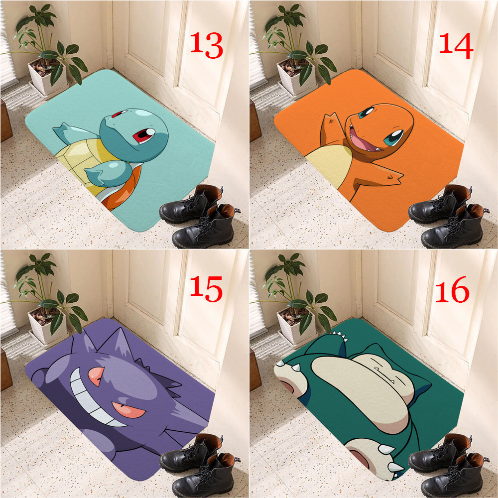 Thảm lót cửa chùi chân Chống Trượt In Hình Pokemon Pikachu Kích Thước 60x40cm