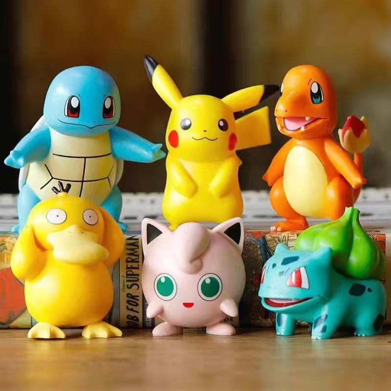 6 Chiếc Pokemon Series Nhân Vật Hành Động Pikachu Charmander Squirtle Jigglypuff Búp Bê Trang Trí Đồ Chơi Trẻ Em
