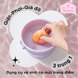 Dụng Cụ Vệ Sinh Cọ Trang Điểm 3in1 Đa Năng - Có Quai Xách Tiện Lợi