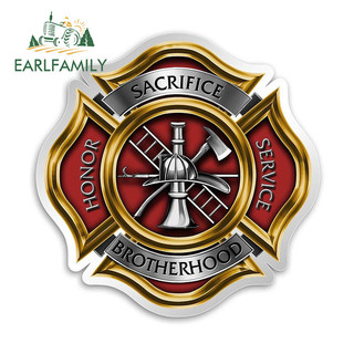 EARLFAMILY 13cm x 12.9cm Lính cứu hỏa cứu hộ Nhãn dán xe Vinyl Bọc xe Thích hợp cho mọi bề mặt phẳng và mịn màng
