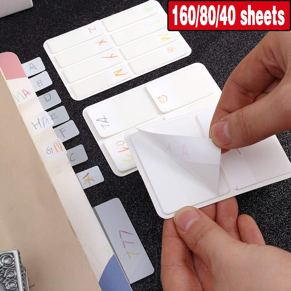 160 / 80 / 40 Tờ Tab Chỉ Số Trong Suốt Màu Trắng - Sổ Ghi Chú Trang Dành Cho Học Sinh - Đồ Dùng Văn Phòng Phẩm Văn Phòng Trường Học - Nhãn Ghi Nhớ Tự Dính