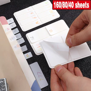 160 / 80 / 40 Tờ Tab Chỉ Số Trong Suốt Màu Trắng - Sổ Ghi Chú Trang Dành Cho Học Sinh - Đồ Dùng Văn Phòng Phẩm Văn Phòng Trường Học - Nhãn Ghi Nhớ Tự Dính