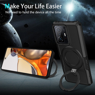 Dành Cho Xiaomi Mi 11T / 11T Pro / 11 Lite 5G NE Ốp điện thoại Có Giá Đỡ Nhẫn PC Cứng Mặt Sau Mềm TPU Edge Quân Sự Cấp Chống Rơi Vỏ Mỏng Chống Sốc