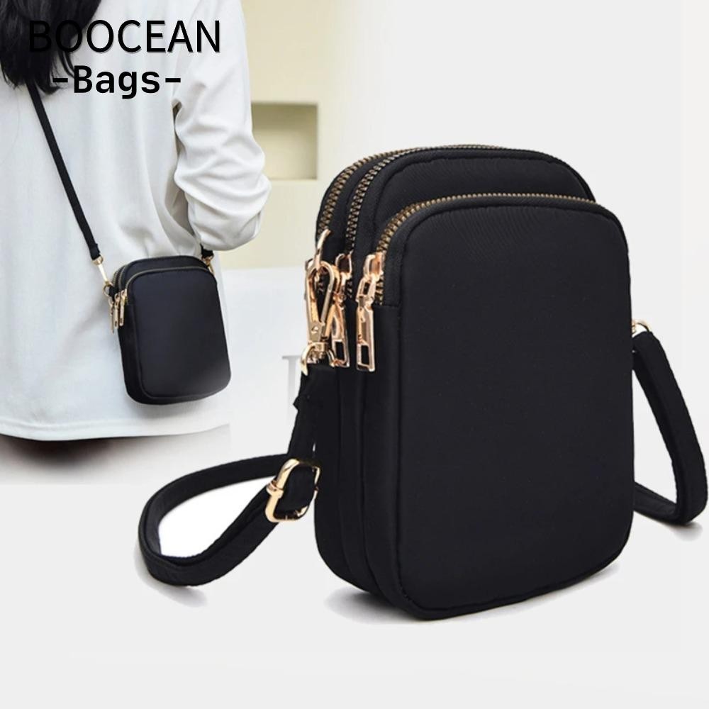 BOOCEAN Túi đeo vai, dây kéo có phích cắm tai nghe Ví điện thoại di động, Ví đa chức năng Walle 3 lớp bằng Nylon