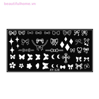 [Beautifulhome] Love Heart Nail Art Stamping Plate Họa tiết vẽ Sọc Hình học 3D Hình ảnh Stencil Pring Tools [làm đẹp]