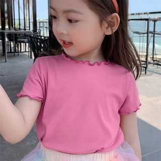 80-130cm Phong Cách Mùa Hè Thời Trang Bé Gái Dễ Thương Bé Gái Tay Ngắn Top Mùa Hè Áo Thun Trẻ Em Trẻ Em Cổ Tròn Nửa Tay Áo Sơ