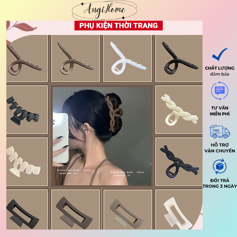 Kẹp tóc càng cua Hàn Quốc nữ đẹp hottrend nhám cỡ size lớn  - Cặp búi tóc dễ thương cào 10 răng, 14 răng ANGIHOME
