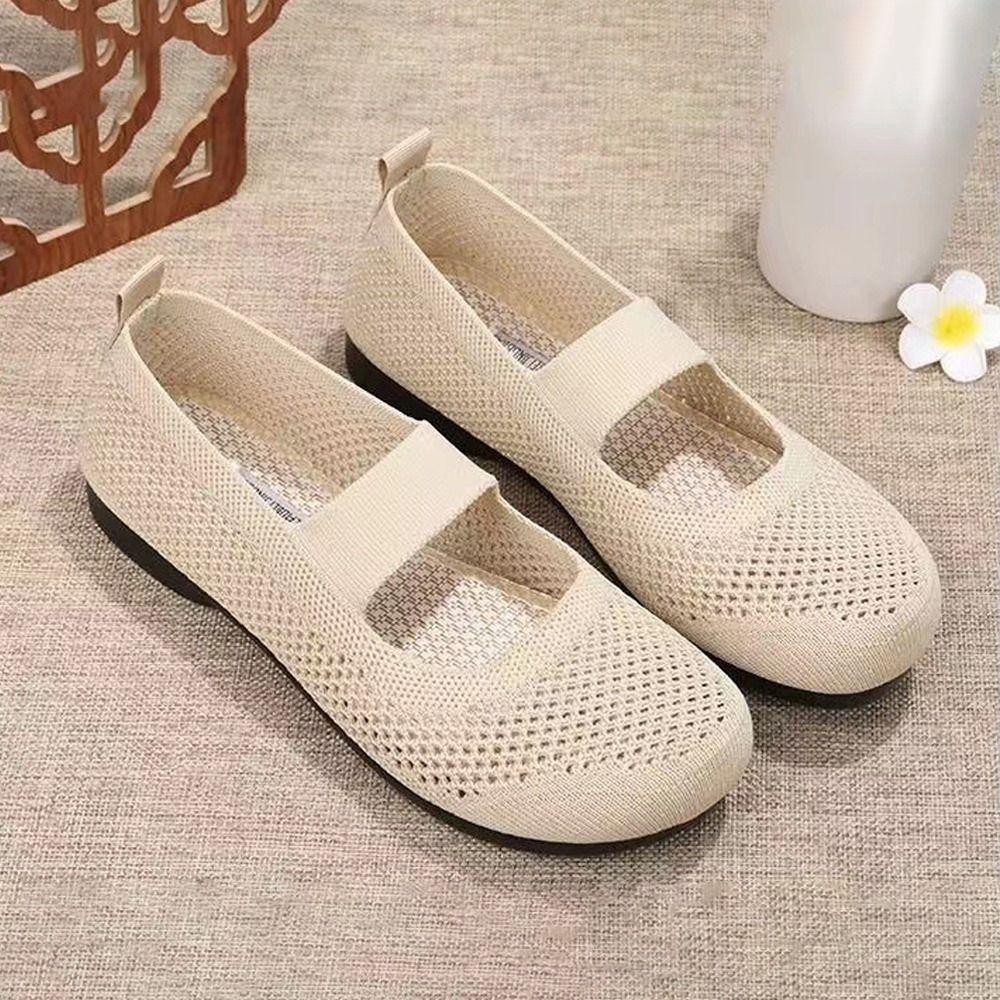 Giày lười nữ SUNKISSD mũi vuông lưới thoáng khí, đế mềm có thể gập lại, đế rỗng, phù hợp đi hàng ngày