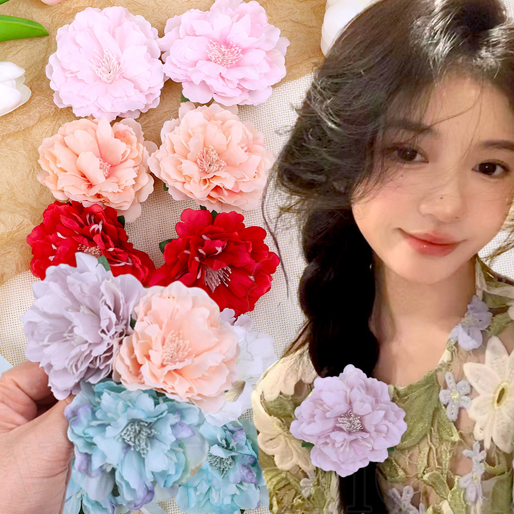 Kẹp tóc hoa trà màu nữ - Kẹp tóc hoa mô phỏng mùa xuân hè cho bé gái ​- Thời Trang Hàn Quốc Ngọt Ngào Dễ Thương ​- Bohemia Side Bangs Barrettes ​- Phụ kiện tóc phổ biến