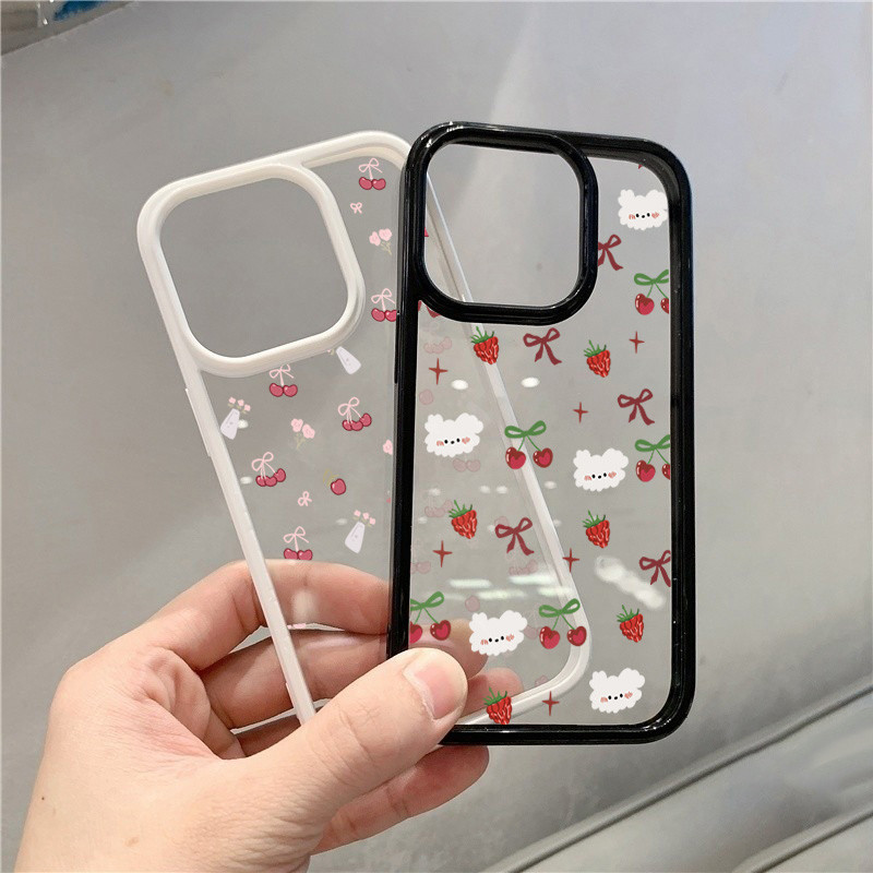 Dành Cho Samsung A06 A16 A05 A05S A56 A55 A26 A35 A15 A36 A54 A12 A52 A34 5G A32 Hoa Anh Đào Dễ Thương Trong Suốt Cứng Chống Sốc Silicon