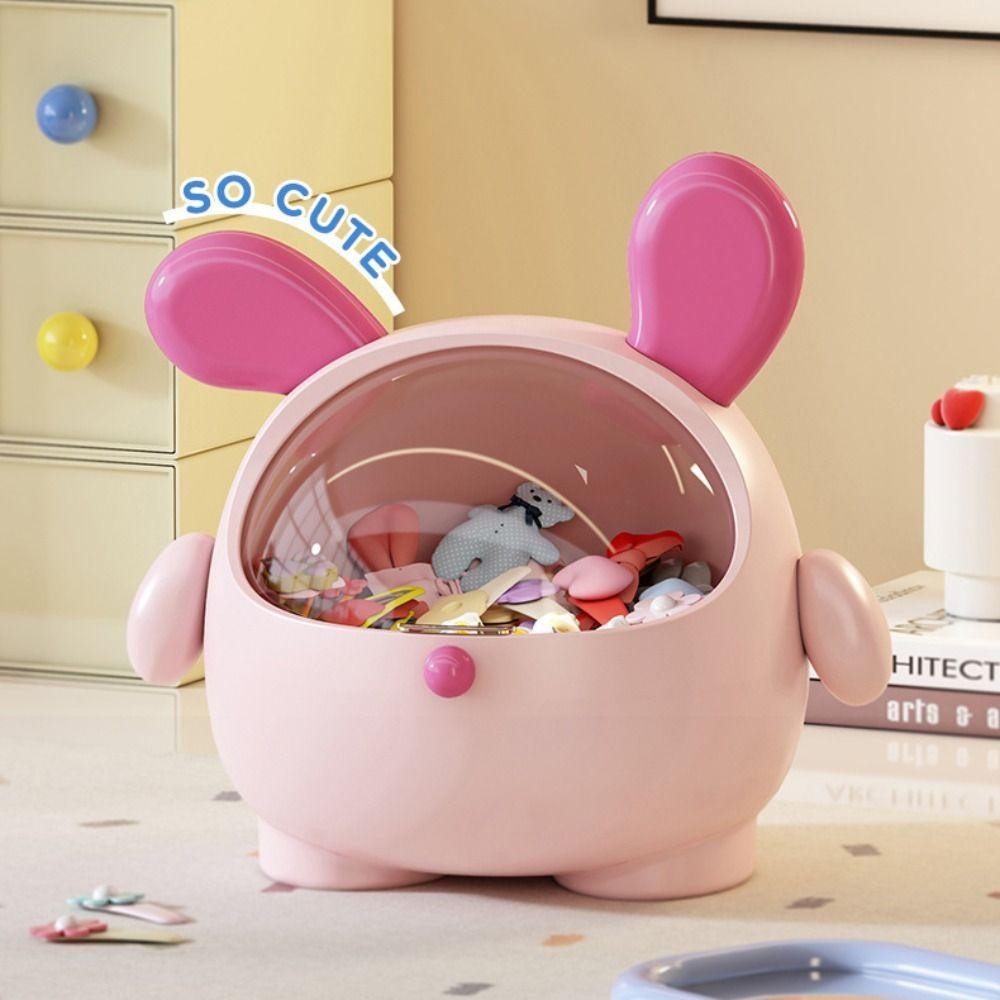 Hộp lưu trữ máy tính để bàn WANYEDI, Thỏ có nắp Thùng sắp xếp bàn, Hộp đựng văn phòng phẩm dung lượng cao chống bụi đa chức năng