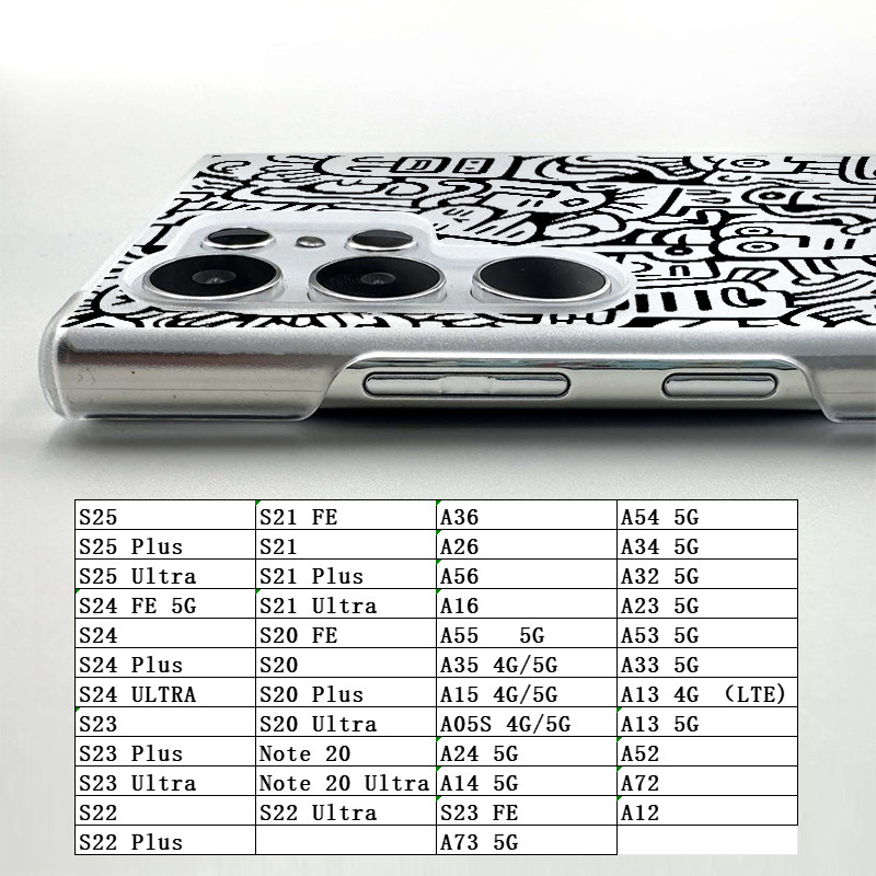 Ốp điện thoại cứng mờ họa tiết Graffiti Micro Matte cho Samsung S25 Ultra S24 Ultra S24 FE S23 Ultra S22 S21 FE S20 A56 A55 A53 A16 A15 A33 A72 Vỏ chống sốc chống vân tay
