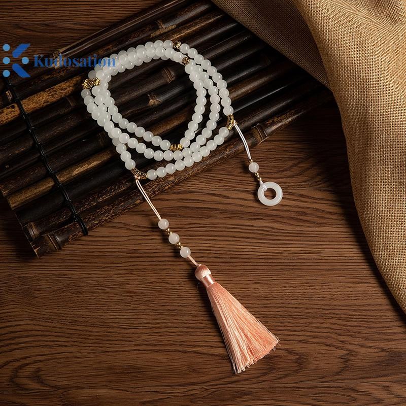 Kudosation Phong Cách Trung Hoa Dài Hạt Xanh Vòng Cổ Phật Giáo Thiền Xanh Pha Lê Vòng Cổ Dài sel Chokers Trang Sức Quà Tặng