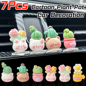 7 Cái / bộ Cây trồng trong chậu hoạt hình Trang trí ô tô - Cây xương rồng DIY Nhựa Trang trí - Mini, Sáng tạo, Tự dính - Dành cho bảng điều khiển trung tâm ô tô, Bảng điều khiển - Phụ kiện nội thất ô tô