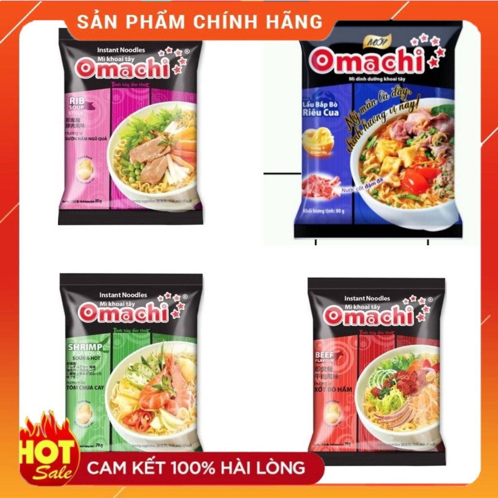 [ Giảm 50% ] Combo 20 gói mì omachi đủ loại Tôm, Sườn, Bò, Riêu Cua ...