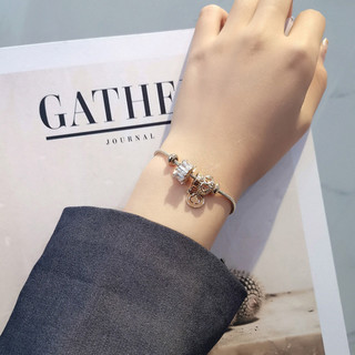 lắc tay bạc nữ tình yêu zircon tròn dành vòng tay vàng kéo khí chất thời trang